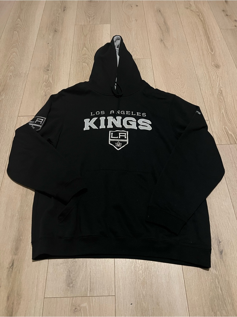 Reebok Los Angeles Kings Black Crewneck Hoodie with White Logo